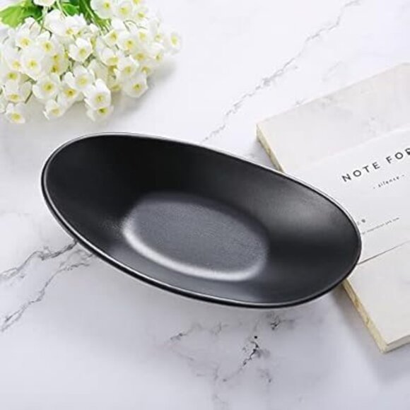 Black Ring Jewelry Tray Organizer Decorative Oval Dish for Dresser and Key Bowl - Picture 7 of 8
